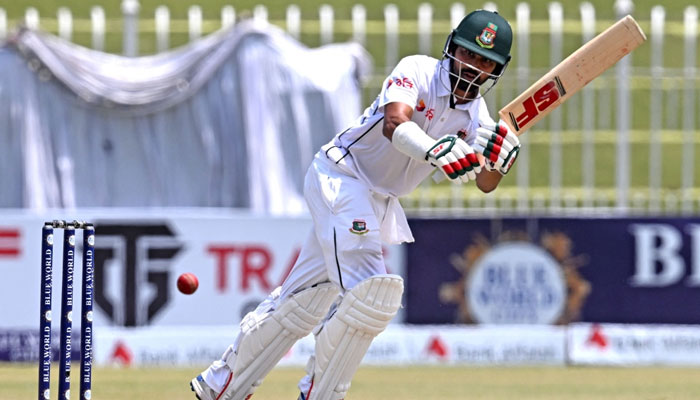 Bangladeshs Shadman Islam plays a shot during the third day of first Test cricket match between Pakistan and Bangladesh at the Rawalpindi Cricket Stadium in Rawalpindi on August 23, 2024. — AFP