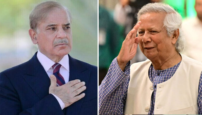 A combination of images showing Prime Minister Shehbaz Sharif (left) and Nobel laureate Muhammad Yunus. — APP/AFP/Files