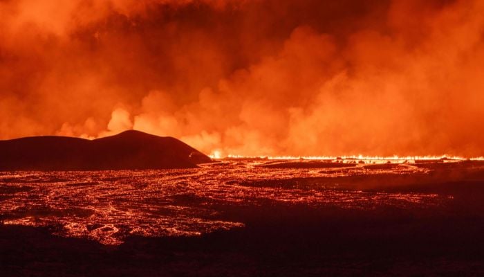 Fear inciting view of the volcanic eruption  near Grindavik on the Icelandic peninsula of Reykjanes on August 23, 2024.— AFP