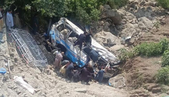 The picture shows the bus accident in Kahuta tehsil on August 25, 2024. — Provided by reporter