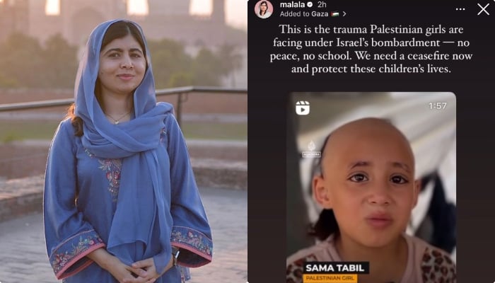 Malala Yousafzai (left) and a screengrab from her Instagram story. — Instagram/@malala/ File