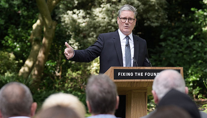 Britains Prime Minister Keir Starmer speaks during a press conference in the Rose Garden at 10 Downing Street in central London on August 27, 2024. — AFP