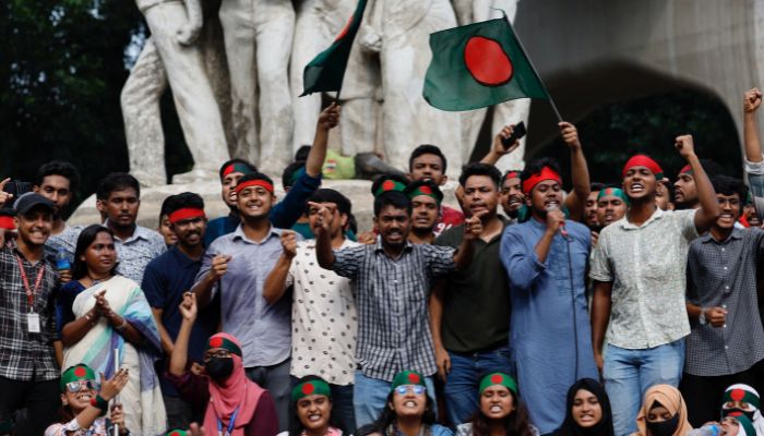 Activists of the Anti-Discriminatory Student Movement gather at the University of Dhakas Teacher Student Center (TSC), demanding the capital punishment for Bangladeshi former Prime Minister Sheikh Hasina for the deaths of students during anti-quota protests, in Dhaka, Bangladesh on August 13, 2024. — Reuters