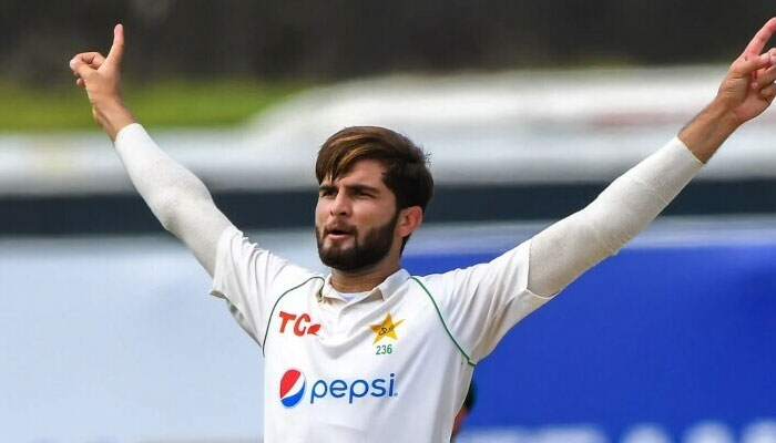 Pakistans pacer Shaheen Afridi celebrates after taking a wicket during a Test match. — AFP/File