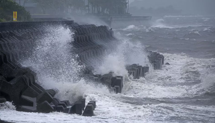 High waves observed along the shore as Typhoon Shanshan approached southwestern Japan in Ibusuki, Kagoshima Prefecture on August 28, 2024. — Reuters