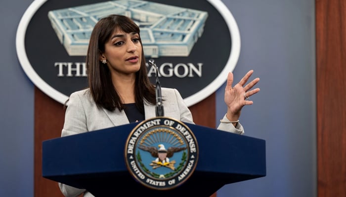 Deputy Pentagon Press Secretary Sabrina Singh addresses a presser in this undated image. — US Department of Defence