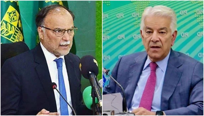 Planning Minister Ahsan Iqbal (Left) and Defence Minister Khawaja Asif. — APP/PID/File