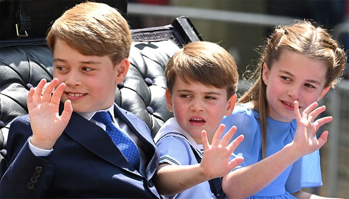 Prince George, Princess Charlotte, and Prince Louis enjoy fish and chips.