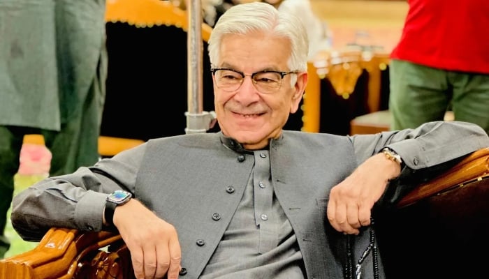 Federal Minister for Defence Khawaja Asif posing for a picture on April 21, 2024. —Facebook/ @khawajaAsifofficial