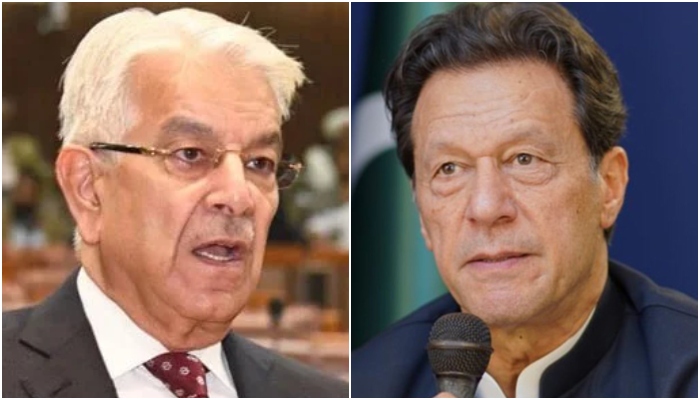 Defence Minister Khawaja Asif (Left) and former prime minister Imran Khan. — Radio Pakistan/Instagram /imrankhan.pti