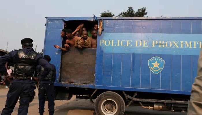 Police vehicle transporting prisoners from the 1,500 prisoner capacity jail, Makala in Kinshasa, DR Congo. — Reuters/File