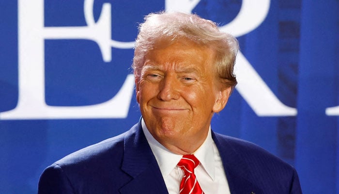 Republican presidential nominee and former US President Donald Trump participates in a fireside chat during the Moms for Liberty National Joyful Warriors Summit, in Washington, US, August 30, 2024. — Reuters