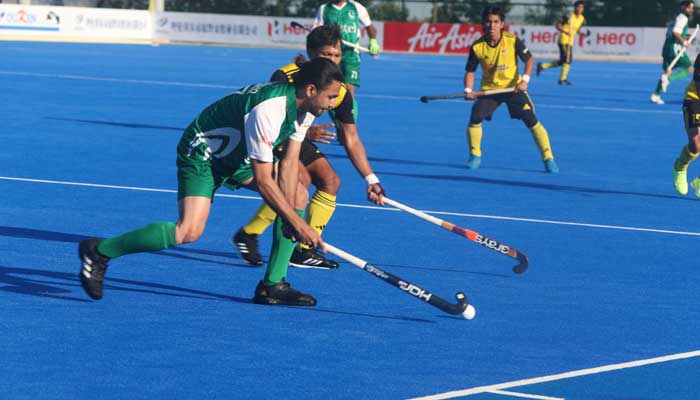 Pakistan and Malaysia hockey players in their opening match of Asian Champions Trophy at the Moqi Hockey Training Base in Hulunbuir City, Inner Mongolia, China, on September 8, 2024. —Facebook/ @asiahockey