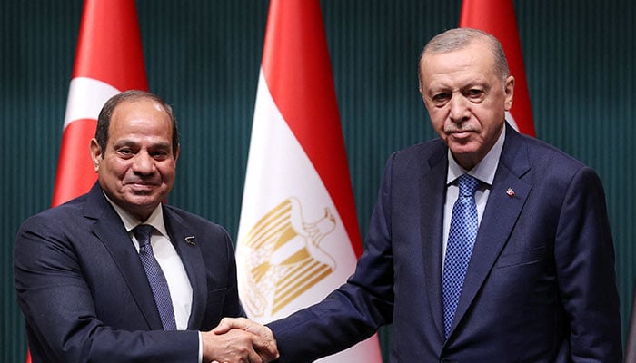 Egyptian President Abdel Fattah al-Sisi shakes hands with Turkish President Tayyip Erdogan after a signing ceremony in Ankara, Turkey September 4, 2024. — Reuters