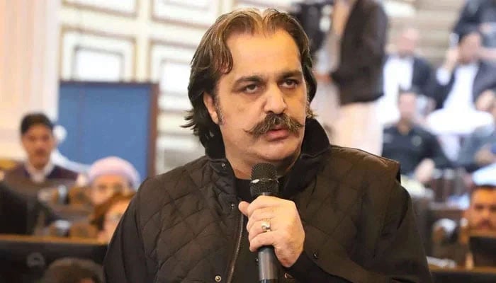 KP CM Ali Amin Gandapur speaks during a KP Assembly session on March 2, 2024. — Facebook/Ali Amin Khan Gandapur