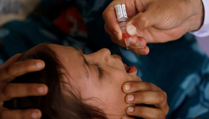 Polio vaccine drops are administered to a child at a civil dispensary in Peshawar, Pakistan July 11, 2019. — Reuters