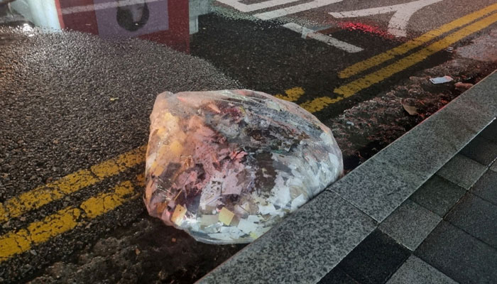 A plastic bag carrying various objects including what appeared to be trash that crossed inter-Korean border with a balloon believed to have been sent by North Korea, is pictured in Seoul, in this picture provided and released by the Defence Ministry, June 2, 2024. — Reuters