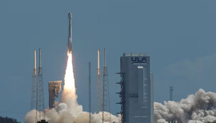 A United Launch Alliance Atlas V rocket carrying two astronauts aboard Boeings Starliner-1 Crew Flight Test (CFT), is launched on a mission to the International Space Station, in Cape Canaveral, Florida, US on June 5, 2024.