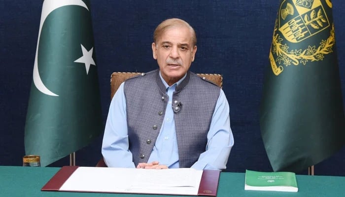 Prime Minster Shehbaz Sharif is addressing the nation on May 27, 2022. —Screengrab/ X/ @PakPMO