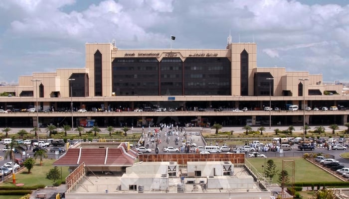 The facade of Jinnah International Airport in Karachi. —Karachi Airport website/ File