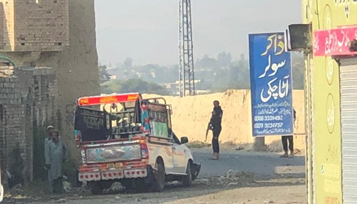 A view of the attacked vehicle in South Waziristan. — Photo by reporter