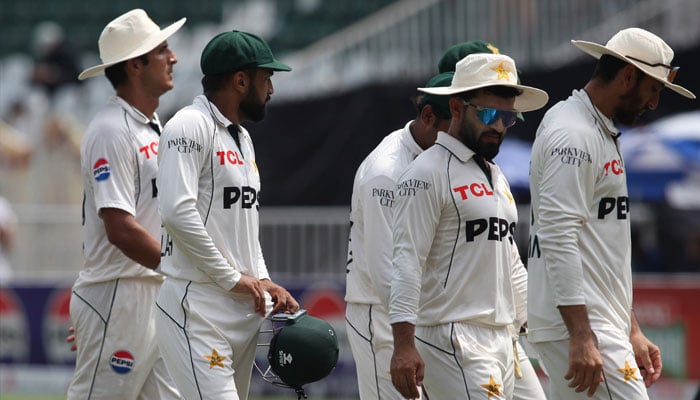 Pakistani players pictured during the fifth day of the second Test against Bangladesh at Rawalpindi Cricket Stadium on September 3, 2024. — PCB