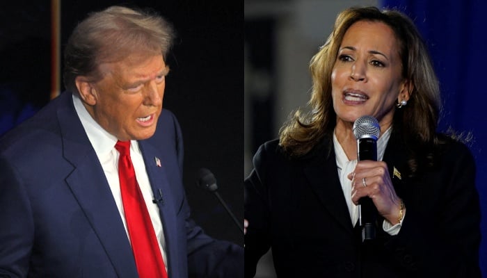 A combo showing former US president and Republican candidate Donald Trump (left) and US Vice President and Democratic candidate Kamala Harris during a presidential debate in Philadelphia, Pennsylvania, US, on September 10, 2024. — Reuters