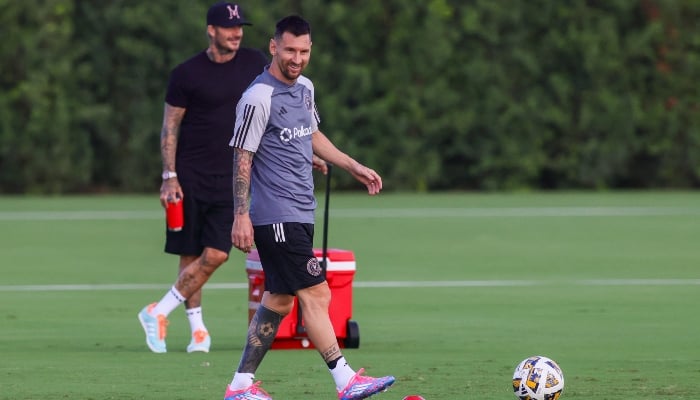 Inter Miami CF forward Lionel Messi looks on during practice at Florida Blue Training Center on August 30, 2024. —Reuters/ Sam Navarro-USA TODAY Sports