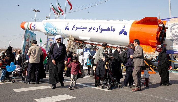 A view of an Iranian satellite carrier named Simorgh during the 45th anniversary of the Islamic Revolution in Tehran, Iran, February 11, 2024. — Reuters