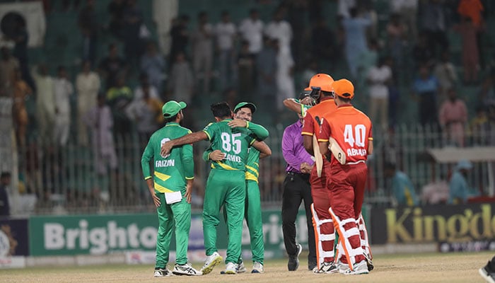 Players from Pathers and Lions on the pitch during their Champions One-Day Cup match. — PCB