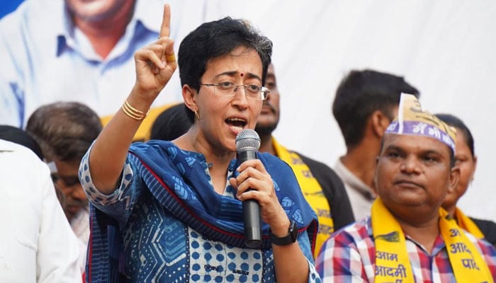 AAP leader and Delhis CM nominee Atishi speaks during a public rally. — X/@OfficeOfAtishi/File