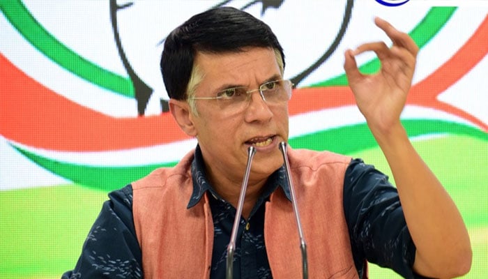 Congress spokesperson Pawan Khera addresses a ceremony in an undated picture. — Facebook/pawankherainc