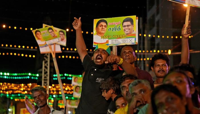 A supporter reacts during an election campaign rally for Sajith Premadasa, leader of the Samagi Jana Balawegaya (SJB) party, ahead of the presidential election, in Colombo, Sri Lanka September 18, 2024. — Reuters