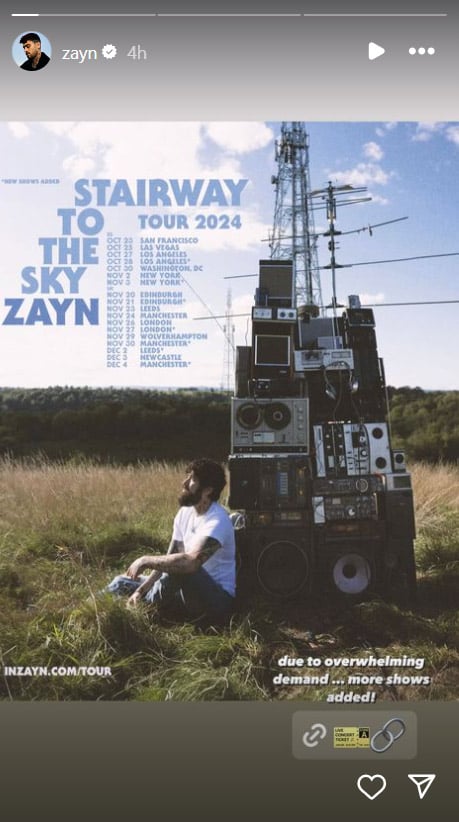 Zayn Malik adds new dates to STAIRWAY TO THE SKY TOUR 2024