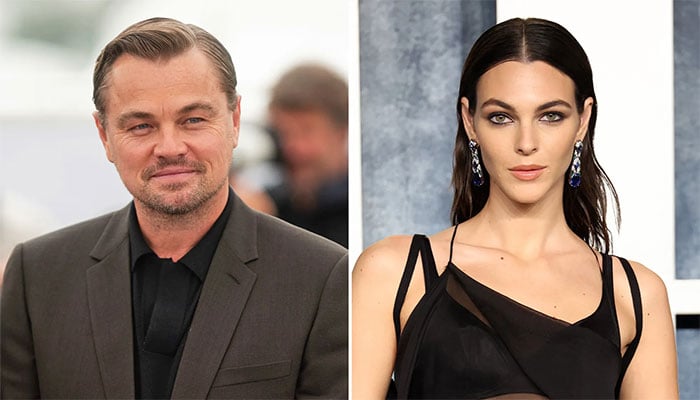 Leonardo DiCaprio dan Vittoria Ceretti tampil memukau dengan pakaian serba hitam yang serasi.