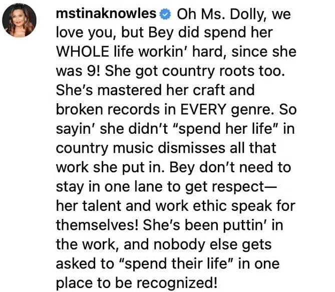 Beyonce’s mother Tina rejects response to Dolly Parton’s CMA Awards snub comment