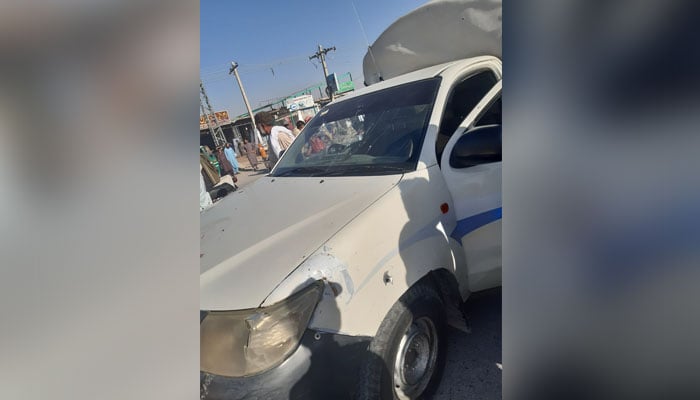 The image of the targeted police vehicle in Quetta. — Photo via reporter