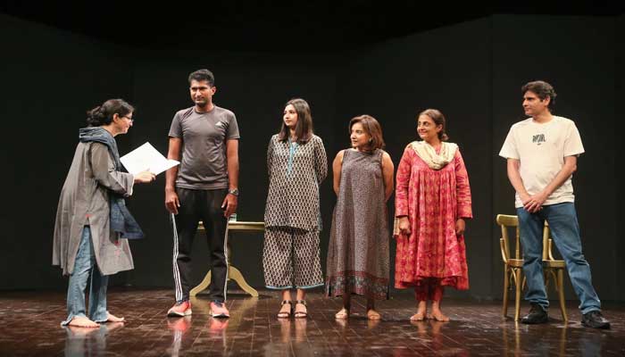 A scene from the performance of Iranian writer Nassim Soleimanpour’s play White Rabbit, Red Rabbit at the Arts Council of Pakistan, Karachi, on September 27, 2024. — Instagram/@acpkhiofficial