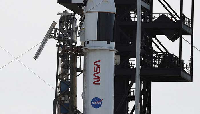 A SpaceX Falcon 9 rocket is prepared to launch Nasas astronaut Nick Hague and Roscosmos cosmonaut Alexander Gorbunov on the Crew-9 mission to the International Space Station at the Cape Canaveral Space Force Station in Cape Canaveral, Florida, US, September 27, 2024. — Reuters