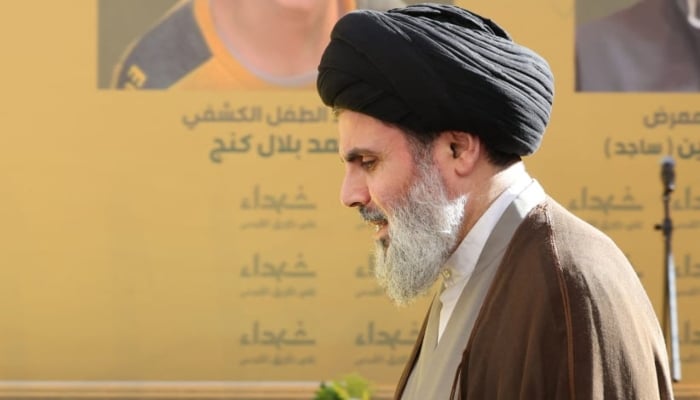 The head of Hezbollahs Executive Council Hashem Safieddine attends the funeral of members of the fighter group in Beiruts southern suburbs on September 18, 2024. —AFP