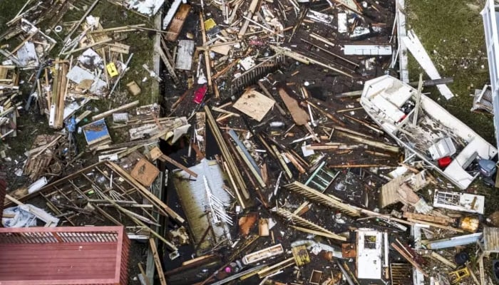 An aerial view of debris of damaged houses are seen after Hurricane Helene made landfall in Horseshoe Beach, Florida, on September 28, 2024. —AFP