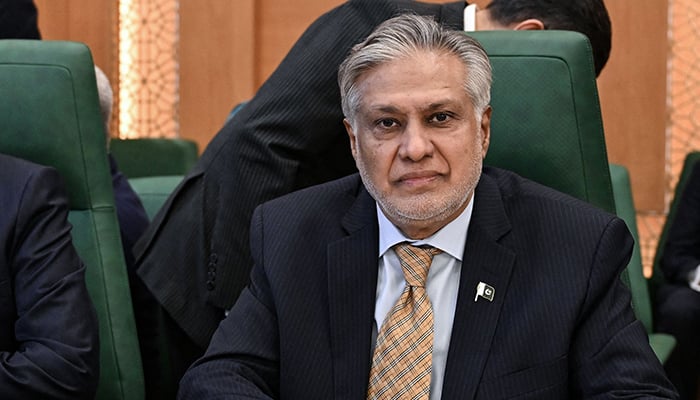 Deputy Prime Minister and Foreign Minister Ishaq Dar attends the Organisation of Islamic Cooperation (OIC) meeting in Jeddah on August 7, 2024. — AFP