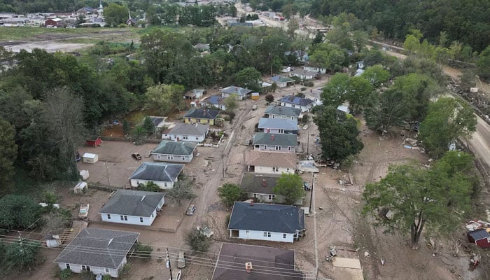 A drone view shows houses in a damaged area, following the passing of Hurricane Helene, in Swannanoa, North Carolina, US, September 29, 2024. — Reuters