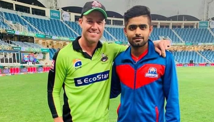 Former South Africa captain AB de Villiers (left) and Pakistan’s Babar Azam. — Facebook/Babar Azam - The Hero Of Pakistan/File