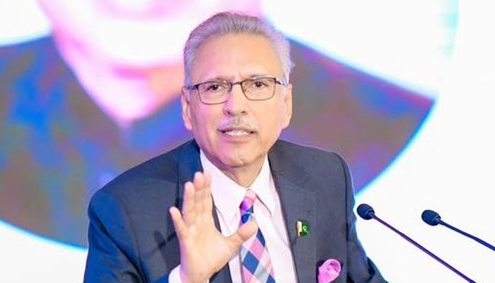 Former president Dr Arif Alvi at an event. — Facebook/Dr Arif Alvi