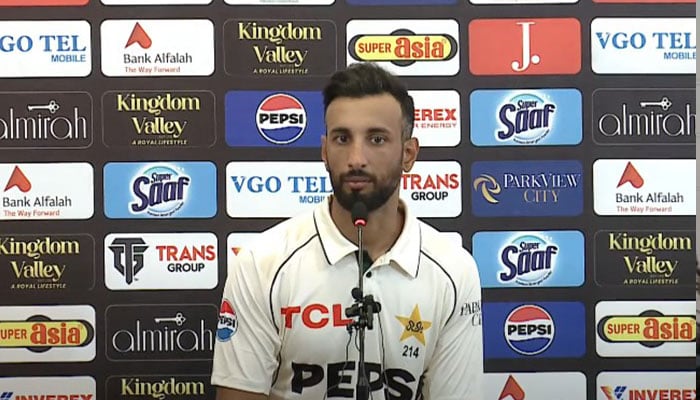 Pakistan red-ball skipper Shan Masood speaks at a press conference in this image released on October 6, 2024. — Screengrab via YouTube/@pakistancricket