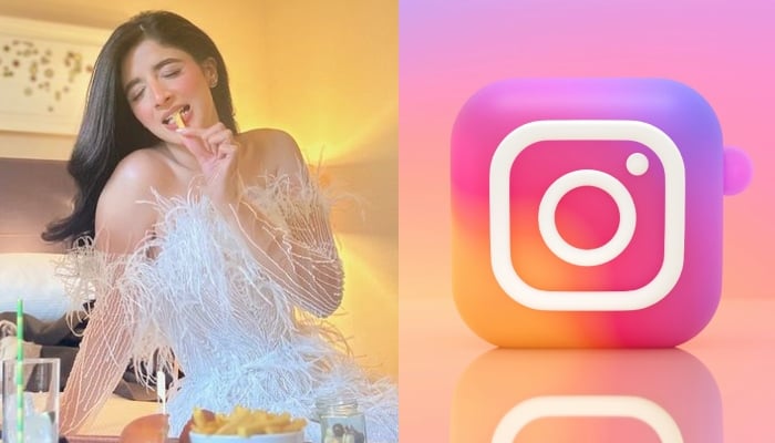 A combination of images showing Pakistani actor Mawra Hocane (left) and an illustration of the Instagram logo. — Instagram/@mawrellous/Unsplash