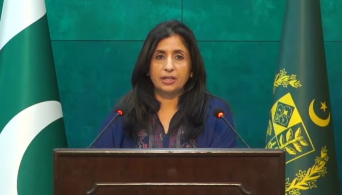 Foreign Office spokesperson Mumtaz Zahra Baloch addressing a press conference in Islamabad on September 19, 2024. —Screengrab/ YouTube/ @ForeignOfficePk