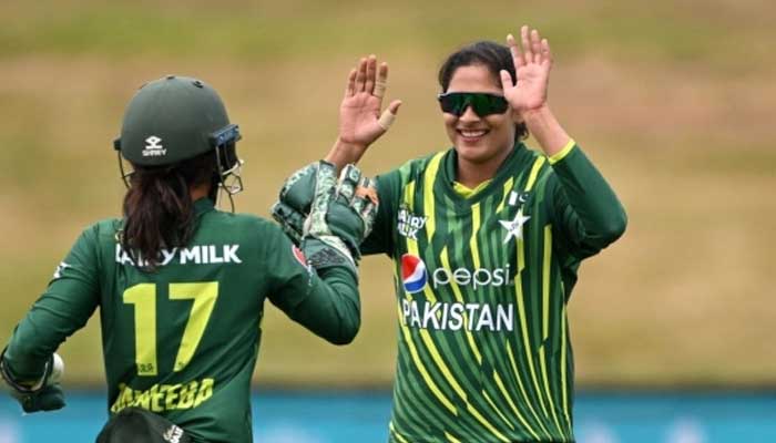 Pakistan spinner Sadia Iqbal celeberating a wicket in this undated picture. — Pakistan Cricket Board