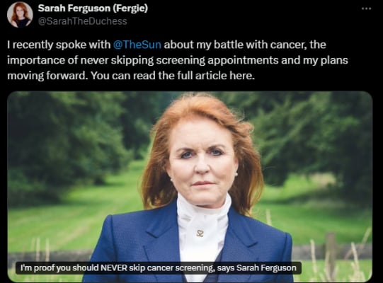 Sarah Ferguson makes emotional plea after King Charles’ cancer update